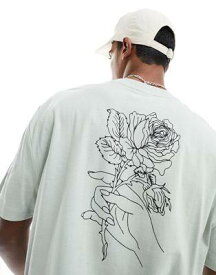 エイソス ASOS DESIGN relaxed t-shirt in grey with floral outline back print メンズ