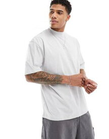 エイソス ASOS DESIGN oversized t-shirt with turtle neck in grey メンズ