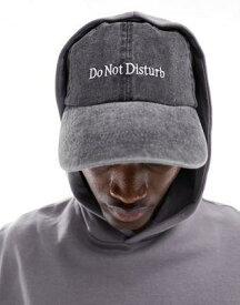 エイソス ASOS DESIGN cotton baseball cap with do not disturb embroidery in washed black メンズ
