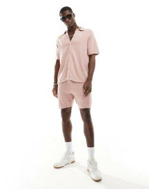 エイソス ASOS DESIGN midweight knitted cotton shorts co-ord in pink メンズ