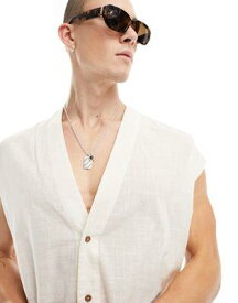 エイソス ASOS DESIGN relaxed sleeveless smart linen shirt in beige メンズ