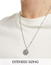 エイソス ASOS DESIGN waterproof stainless steel necklace with circular aztec compass pendant in burnished silver tone メンズ