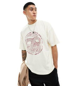 エイソス ASOS DESIGN oversized t-shirt in off white with dragon souvenir front print メンズ