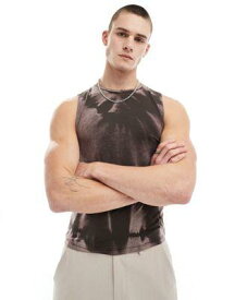 エイソス ASOS DESIGN muscle fit vest in washed brown メンズ