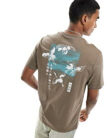 エイソス ASOS DESIGN oversized t-shirt in brown with souvenir back print メンズ