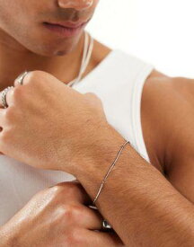 エイソス ASOS DESIGN sterling silver bracelet with dotted chain in silver メンズ