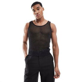 エイソス ASOS DESIGN muscle fit vest in sheer glitter stripe メンズ