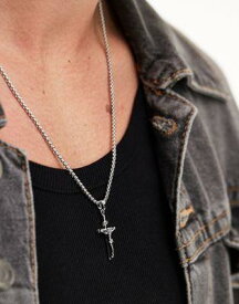 エイソス ASOS DESIGN necklace with cross pendant in silver tone メンズ