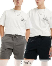 エイソス ASOS DESIGN 2 pack slim chino shorts in black and grey save メンズ