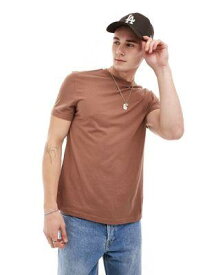 エイソス ASOS DESIGN t-shirt with crew neck in brown メンズ