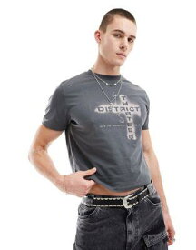 エイソス ASOS DESIGN cropped t-shirt in dark grey with grunge front print メンズ