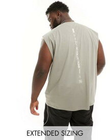 ASOS DESIGN エイソス ASOS Dark Future oversized vest in grey with logo spine print メンズ
