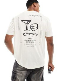 エイソス ASOS DESIGN relaxed t-shirt in beige with abstract art back print メンズ