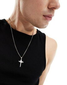 エイソス ASOS DESIGN waterproof stainless steel necklace with cross pendant in silver tone メンズ