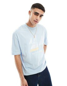 エイソス ASOS DESIGN oversized t-shirt with front print in blue メンズ