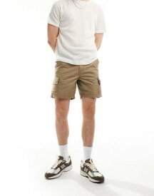 エイソス ASOS DESIGN slim cargo short with patch in khaki メンズ