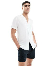 エイソス ASOS DESIGN regular fit viscose shirt with revere collar in white メンズ