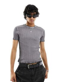 エイソス ASOS DESIGN muscle cropped fit t-shirt in grey washed rib メンズ