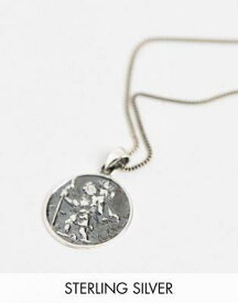 エイソス ASOS DESIGN sterling silver neck chain with St Christopher pendant in silver メンズ