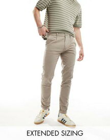 エイソス ASOS DESIGN skinny chino in washed beige メンズ