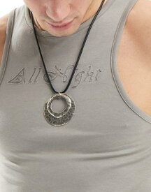エイソス ASOS DESIGN necklace with round pendant and cording in silver tone メンズ