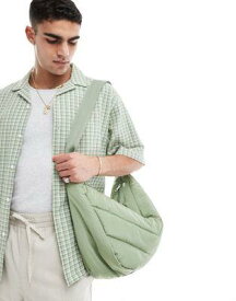 エイソス ASOS DESIGN soft sling cross body bag with quilting in sage green メンズ