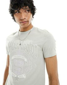 エイソス ASOS DESIGN muscle fit washed t-shirt with front Washington print メンズ