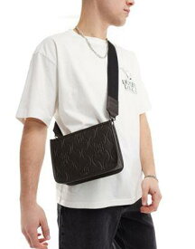 エイソス ASOS DESIGN clutch bag with detachable strap and embossing in brown メンズ