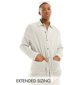 エイソス ASOS DESIGN relaxed shirt in beige and white stripe メンズ