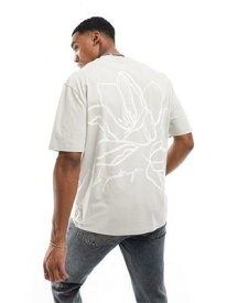エイソス ASOS DESIGN t-shirt in grey with back floral print メンズ