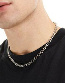 エイソス ASOS DESIGN waterproof stainless steel mixed chain necklace in silver tone メンズ