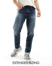 エイソス ASOS DESIGN stretch tapered jeans in dark wash blue メンズ