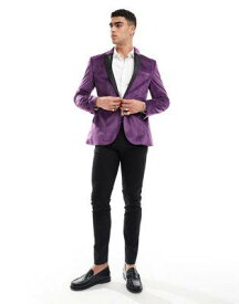 エイソス ASOS DESIGN skinny tuxedo suit jacket in purple velvet メンズ