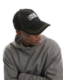 エイソス ASOS DESIGN soft baseball cap with contrast stitch and embroidery in black メンズ
