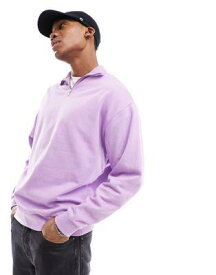 エイソス ASOS DESIGN oversized half zip sweatshirt in purple メンズ