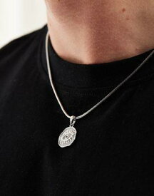 エイソス ASOS DESIGN necklace with circular eye pendant in silver tone メンズ