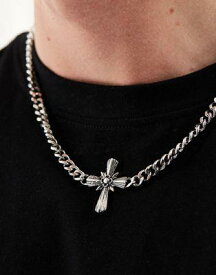 エイソス ASOS DESIGN neck chain with large cross in burnished silver メンズ