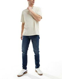 エイソス ASOS DESIGN skinny jeans in vintage dark tint wash blue メンズ