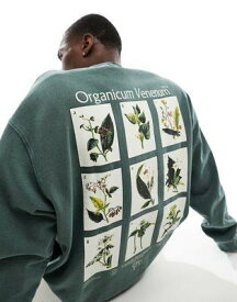 エイソス ASOS DESIGN oversized sweatshirt in washed green with photographic back print メンズ