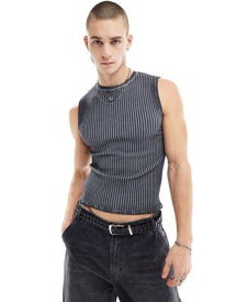 エイソス ASOS DESIGN muscle tank vest in washed grey rib メンズ