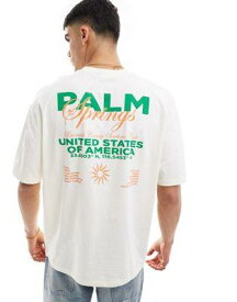 エイソス ASOS DESIGN oversized t-shirt in beige with Palm Springs back print メンズ