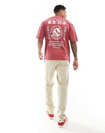 エイソス ASOS DESIGN oversized t-shirt in red with souvenir back print メンズ