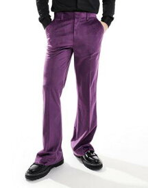 エイソス ASOS DESIGN flare tuxedo suit trouser in purple velvet メンズ