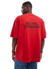 エイソス ASOS DESIGN oversized t-shirt with back print in red メンズ