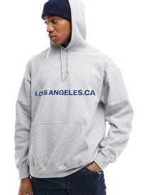 エイソス ASOS DESIGN oversized grey hoodie with Los Angeles text print メンズ