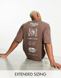 エイソス ASOS DESIGN oversized t-shirt in brown with celestial spine and chest print メンズ