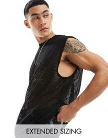 エイソス ASOS DESIGN oversized mesh vest in black メンズ