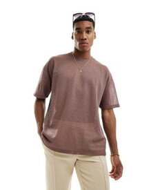 エイソス ASOS DESIGN oversized t-shirt in mauve open mesh メンズ