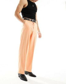 エイソス ASOS DESIGN smart wide leg trousers in orange メンズ