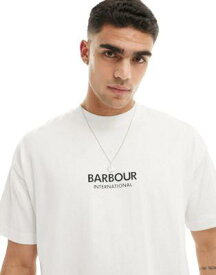 バブアー Barbour International Formula oversized t-shirt in white exclusive to asos メンズ
